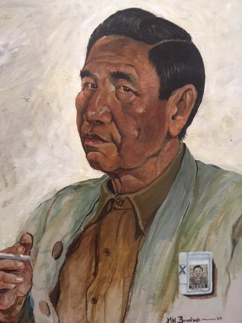 painting of man in a green jacket from Warren's Eye exhibition